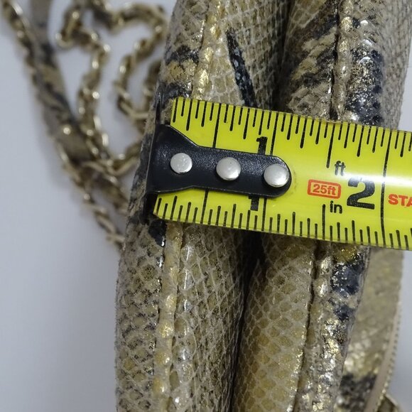 DKNY Gold Python Snake Print Chain Strap Shoulder Bag Crossbody W/Charm Accent - Picture 12 of 14